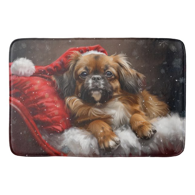 Tibetansk Spaniel Hund Jul Festlig Badrumsmatta (Framsidan)