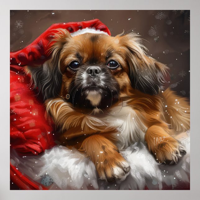 Tibetansk Spaniel Hund Jul Festlig Poster (Framsidan)