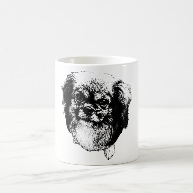 Tibetansk Spaniel Hund Mugg – Bläck Stil Porträtt (Center)