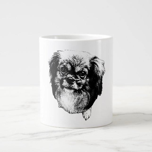 Tibetansk Spaniel Hund Mugg – Bläck Stil Porträtt Jumbo Mugg (Framsidan)