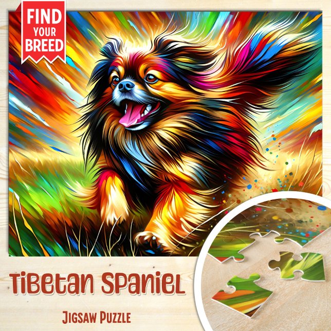 Tibetansk Spaniel Hund Porträtt Akryl Konsttryck H Pussel (Skapare uppladdad)