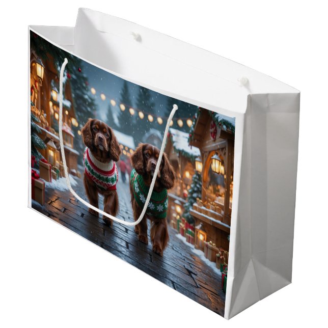 Tibetansk Spaniel Hundar Jul Snö Högtid (Framsidan Vinklad)