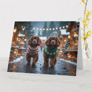 Tibetansk Spaniel Hundar Jul Snö Semester Kort