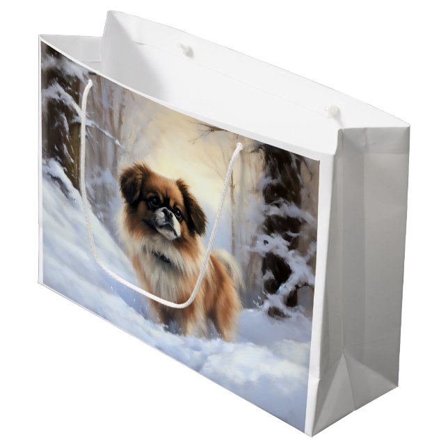 Tibetansk Spaniel Låt Det Snöa Jul (Framsidan Vinklad)