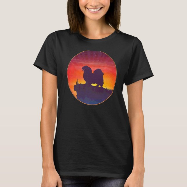 Tibetansk spanjor Hund Sunset T Shirt (Framsida)