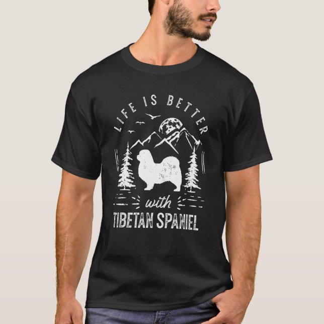 Tibetansk spanjor Life Better Mamma Pappa Hund T Shirt (Framsida)