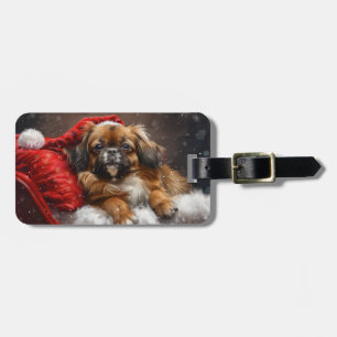 Tibetansk spansk Hund Jul Festive Bagagebricka