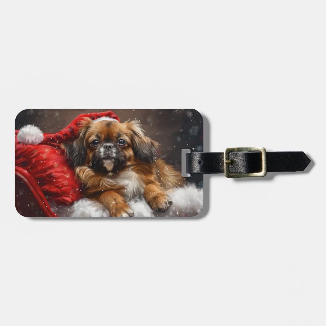 Tibetansk spansk Hund Jul Festive Bagagebricka (Horisontell Framsida)