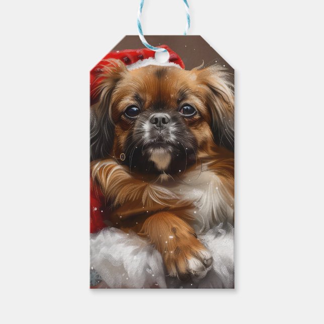 Tibetansk spansk Hund Jul Festive Presentetikett (Framsidan)