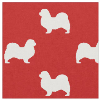 Tibetansk spanskspråkig Hund Silhouettes Red and W Tyg