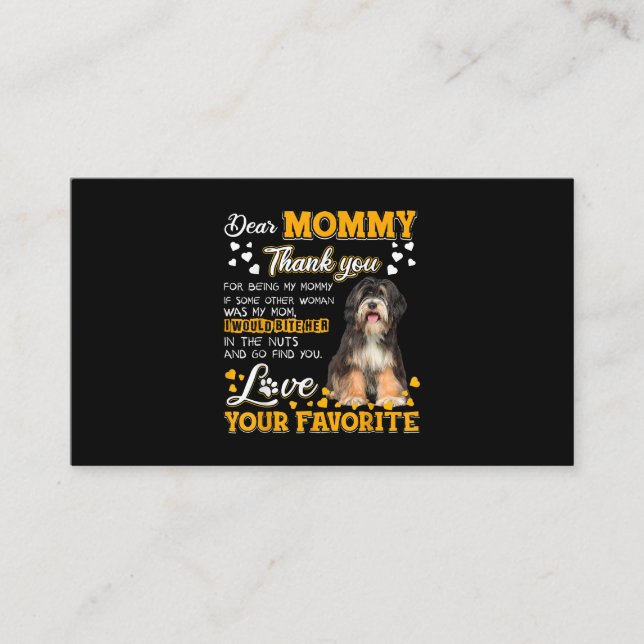 Tibetansk terrier Bäste Mamma för att jag är min Visitkort (Framsida)