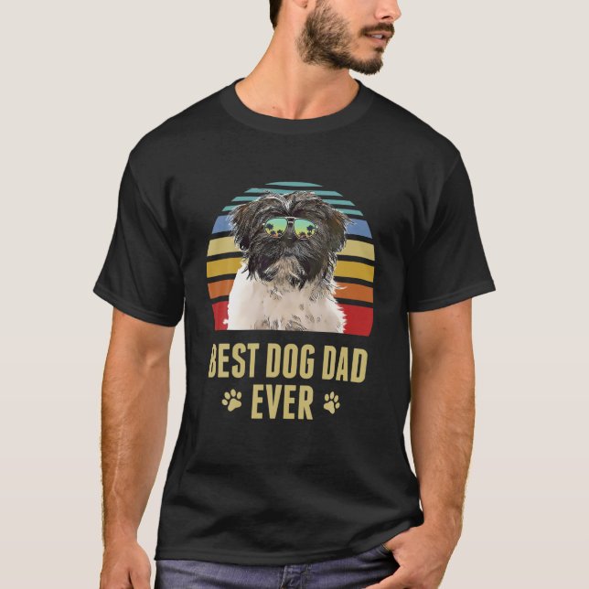 Tibetansk terrier Best Hund Pappa någonsin Retro S T Shirt (Framsida)