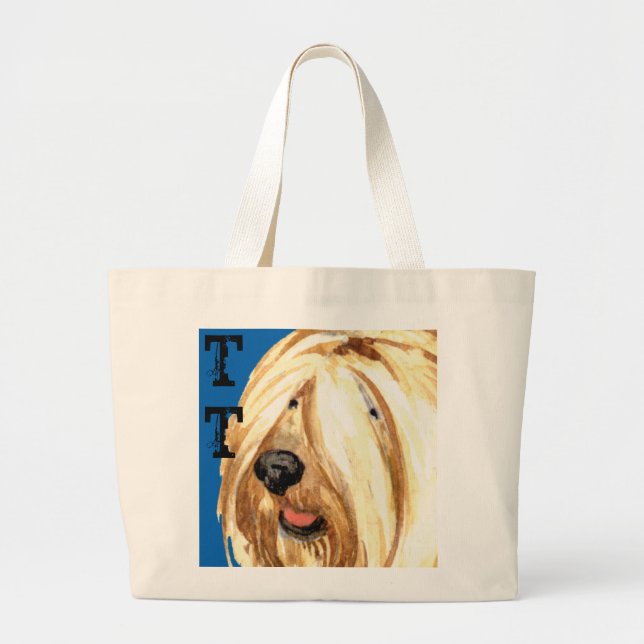 Tibetansk terrier Färg Block Large Tote Bag Jumbo Tygkasse (Framsidan)
