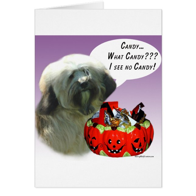 Tibetansk Terrier Halloween Candy Hälsningskort (Framsidan)