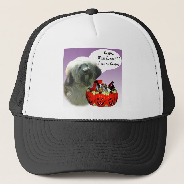 Tibetansk Terrier Halloween Candy Keps (Framsida)