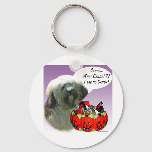 Tibetansk Terrier Halloween Candy Nyckelring (Framsida)