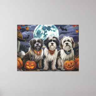 Tibetansk Terrier Halloween Kuslig Canvastryck