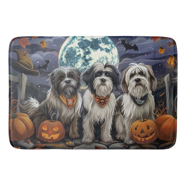 Tibetansk Terrier Halloween Spooky Badrumsmatta (Framsidan)
