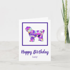 Tibetansk Terrier Hund Cute Silhouette Lila PY&B Kort