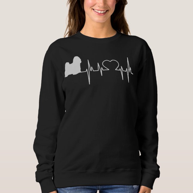 Tibetansk Terrier Hund Heartslag T Shirt (Framsida)