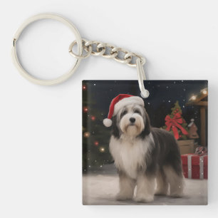 Tibetansk Terrier Hund i Snö Jul
