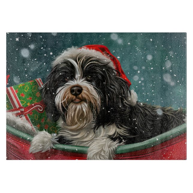 Tibetansk Terrier Hund Jul Festlig (Framsidan)