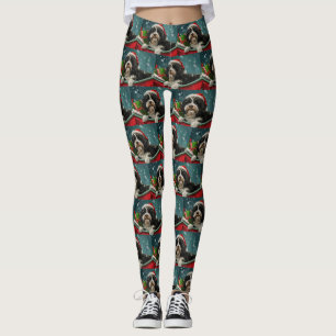 Tibetansk Terrier Hund Jul Festlig Leggings