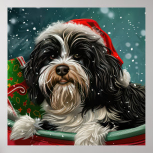 Tibetansk Terrier Hund Jul Festlig Poster