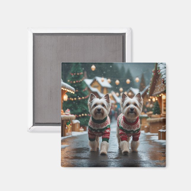 Tibetansk Terrier Hund Jul Snö Högtid Magnet (Front/Back)