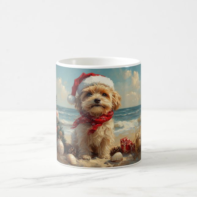 Tibetansk Terrier Hund Jul Vintage Strand Kaffemugg (Center)