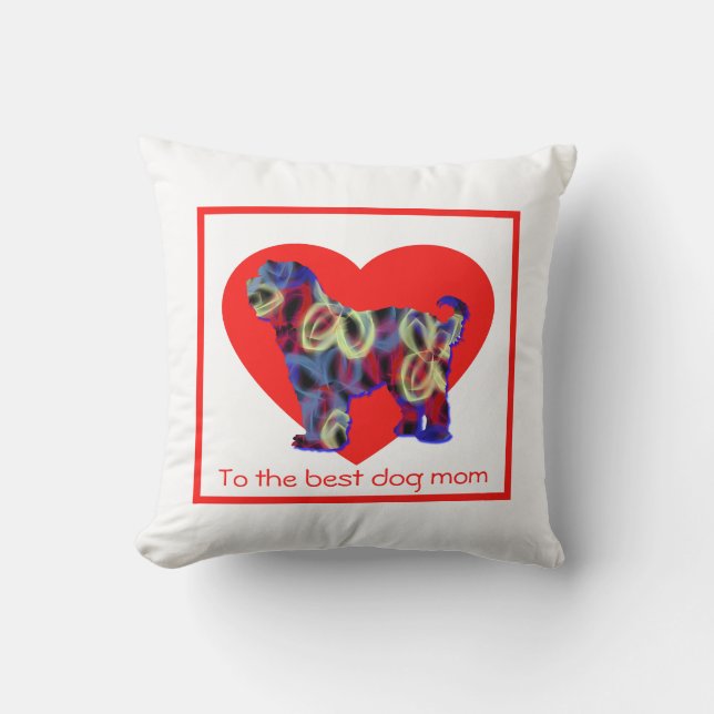 Tibetansk Terrier Hund Red Heart Mor's Day Kudde (Framsida)