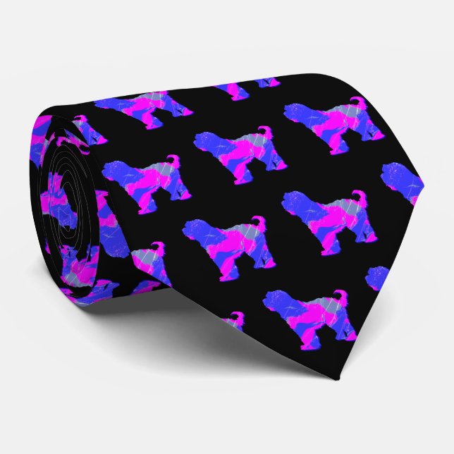 Tibetansk Terrier Hund Rosa Silhouette Black Neck  Slips (Rullad)