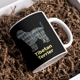 Tibetansk Terrier Hund Silhouette Gult & Black Gri Kaffemugg