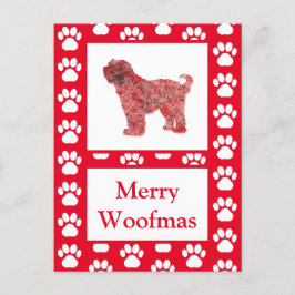 Tibetansk Terrier Hund Silhouette Red God jul Vykort