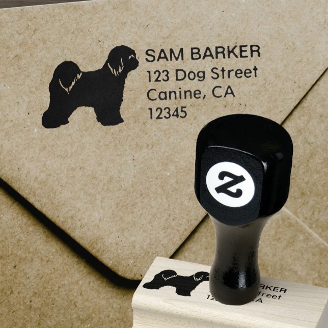 Tibetansk Terrier Hund Silhouette Returadress Stämpel (Skapare uppladdad)
