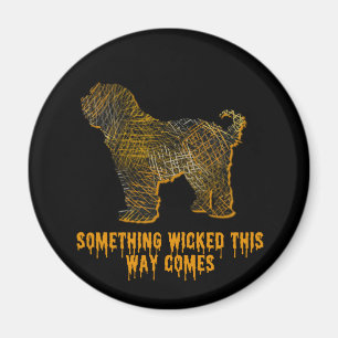 Tibetansk Terrier Hund Silhouette Roligt Halloween Magnet