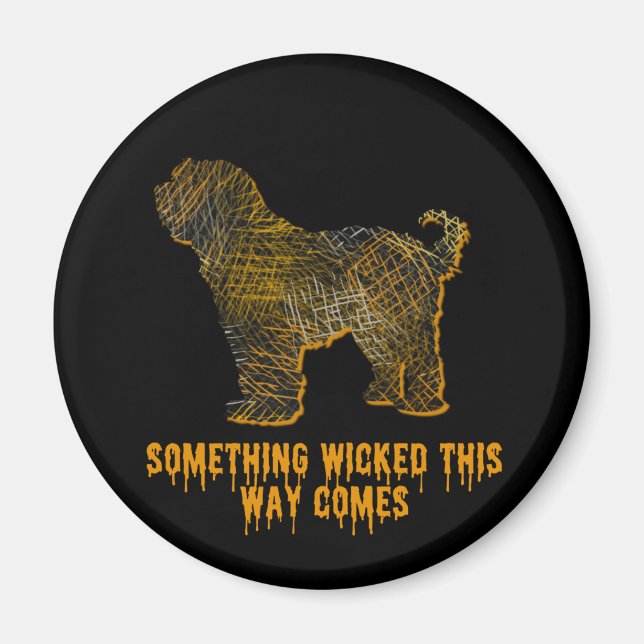 Tibetansk Terrier Hund Silhouette Roligt Halloween Magnet (Framsidan)