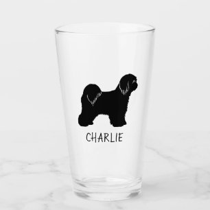 Tibetansk Terrier Hund Silhouette Tibbie Personlig Glaskopp