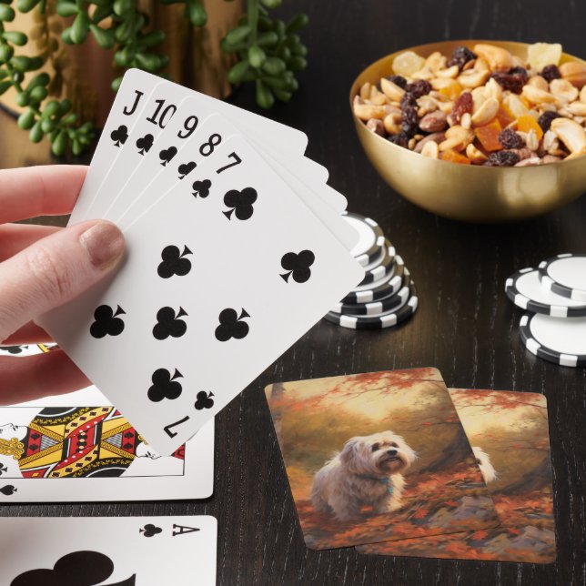 Tibetansk terrier i Höst löv Fall Inspire Casinokort (På plats)