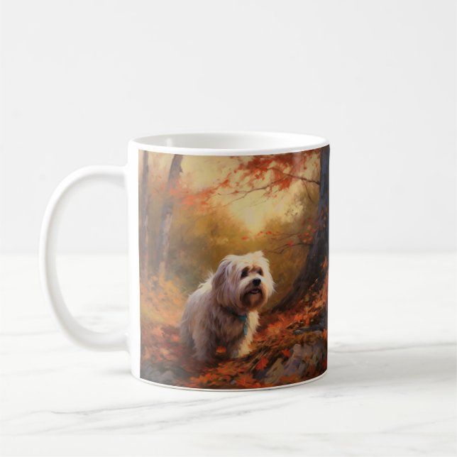 Tibetansk terrier i Höst löv Fall Inspire Kaffemugg (Vänster)