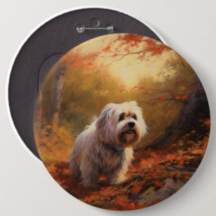 Tibetansk terrier i Höst löv Fall Inspire Knapp