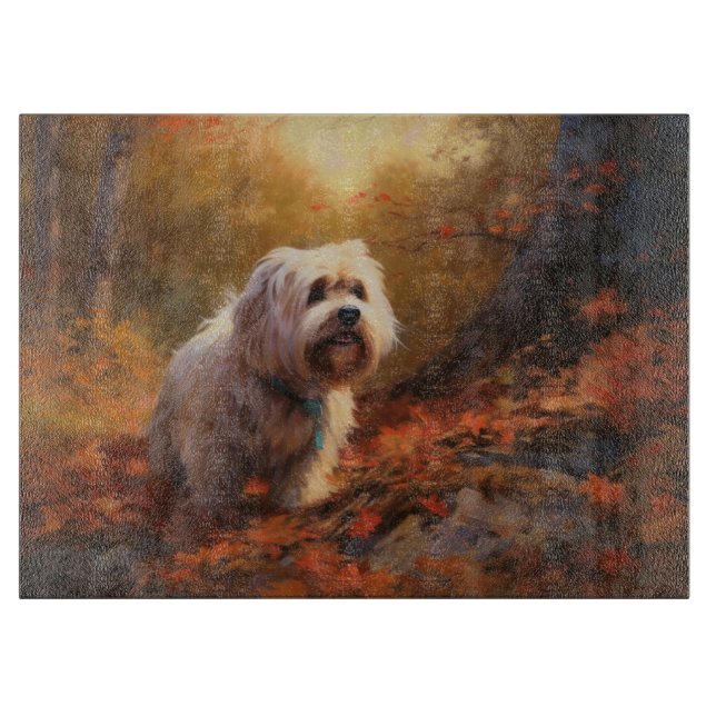 Tibetansk Terrier i höstlöv Fall Inspire (Framsidan)