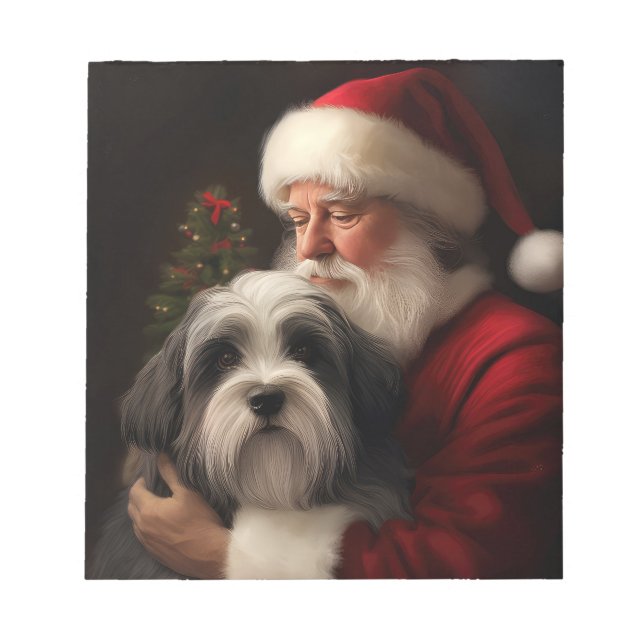 Tibetansk Terrier Jul tomte Festive jul  Anteckningsblock (Framsida)