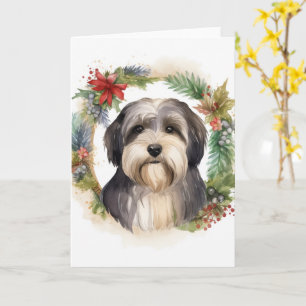 Tibetansk Terrier Julkrans Festlig Valp Kort