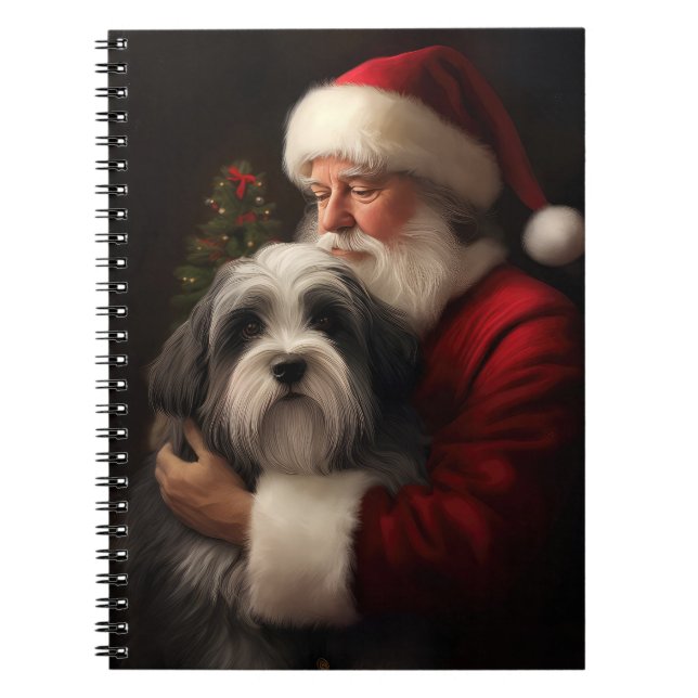 Tibetansk terrier Jultomten Festive-jul Anteckningsbok (Framsidan)