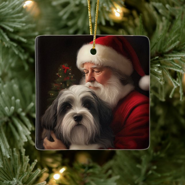 Tibetansk terrier Jultomten Festive-jul Julgransprydnad Keramik (Träd)