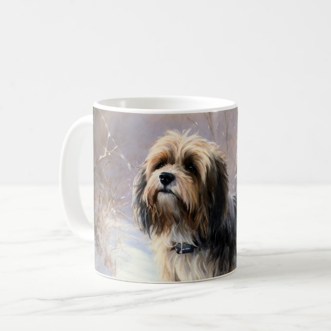 Tibetansk Terrier Låt det snöa jul Kaffemugg (Framsida vänster)