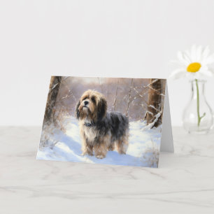 Tibetansk Terrier Låt det Snöa Jul Kort
