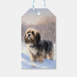 Tibetansk Terrier Låt Det Snöa Jul Presentetikett