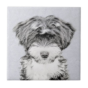 Tibetansk terrier-målning - Cute Original Hund Ar Kakelplatta
